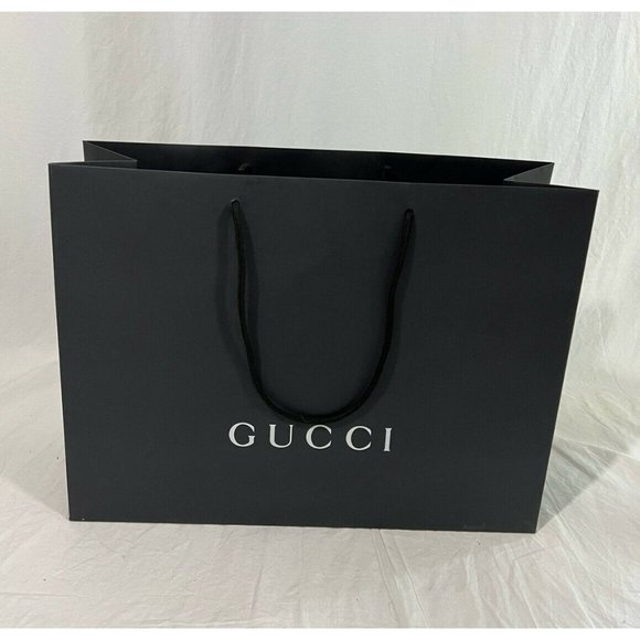 Gucci Reusable Paper Shopping Bag Gift Rope Handle Black 14" x 19" x 6.6" - Picture 1 of 9